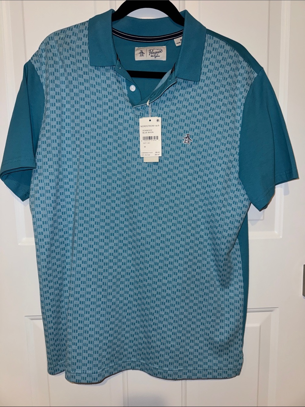 Original Penguin Teal Checker Short-Sleeve Polo